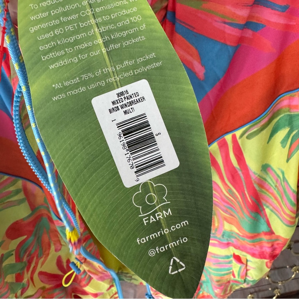 NWT FARM Rio Mixed Painted Birds Windbreaker Jacket Small - Picture 16 of 17